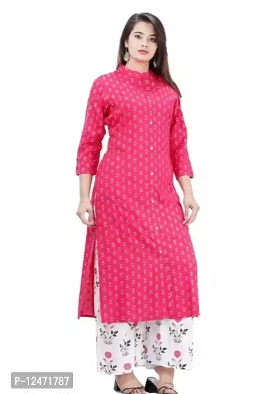 Stylish Rayon Printed Kurti With Bottom For Women-thumb0