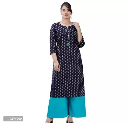 Stylish Rayon Printed Kurti With Bottom For Women-thumb0