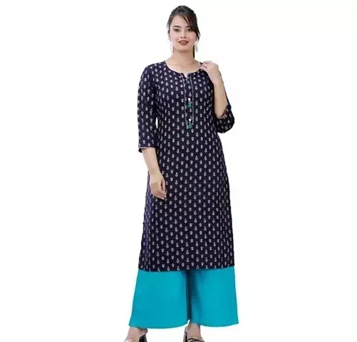 Stylish Rayon Printed Kurti With Bottom Set