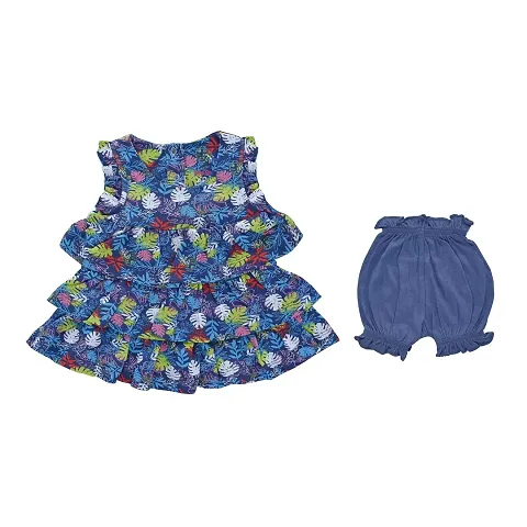 My Bub Midi Frock | Printed Frock with Shorts| Sleeveless Cotton Dress for Baby Girl | Casual Kids Wear