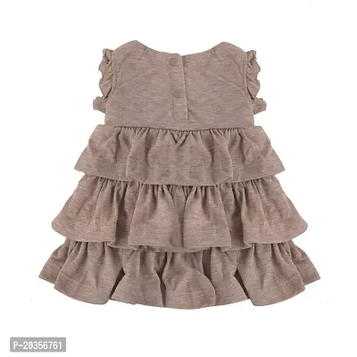 My Bub Baby Girl's Casual Dress, Biscuit Brown Layered Frock with White Leggings, Skin Friendly, Small (0-3 Months)-thumb5