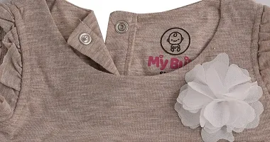 My Bub Baby Girl's Casual Dress, Biscuit Brown Layered Frock with White Leggings, Skin Friendly, Small (0-3 Months)-thumb3