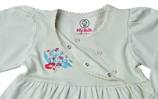 My Bub Baby Girl's Cotton Dress Embroidered with Pant Pure Cotton (Fusion Wear)-thumb1