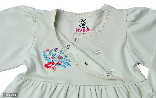 My Bub Baby Girl's Cotton Dress Embroidered with Pant Pure Cotton (Fusion Wear)-thumb2