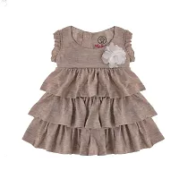 My Bub Baby Girl's Casual Dress, Biscuit Brown Layered Frock with White Leggings, Skin Friendly, Small (0-3 Months)-thumb1