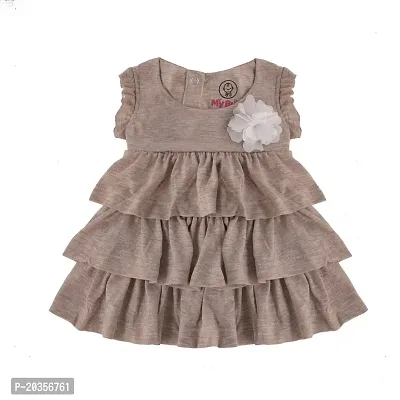 My Bub Baby Girl's Casual Dress, Biscuit Brown Layered Frock with White Leggings, Skin Friendly, Small (0-3 Months)-thumb2
