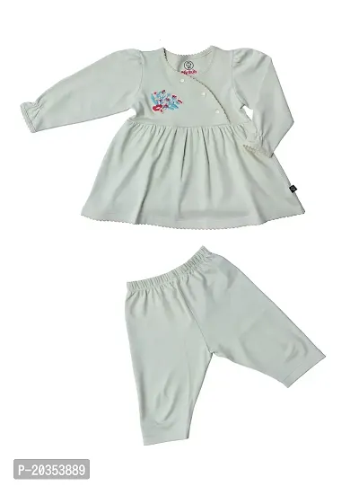 My Bub Baby Girl's Cotton Dress Embroidered with Pant Pure Cotton (Fusion Wear)