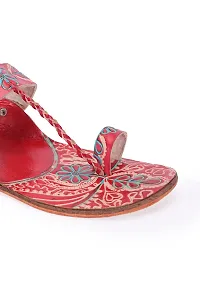 Style Socio Fashions Kolhapuri Chappal for Women Stylish, Flat Fashion Sandals  Ethnic Slippers for Girls and Women (Red, Numeric_4)-thumb2