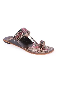 Style Socio Fashions Kolhapuri Chappal for Women Stylish, Flat Fashion Sandals  Ethnic Slippers for Girls and Women-thumb2