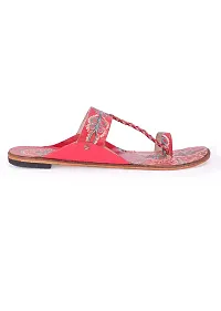 Style Socio Fashions Kolhapuri Chappal for Women Stylish, Flat Fashion Sandals  Ethnic Slippers for Girls and Women (Red, Numeric_4)-thumb3