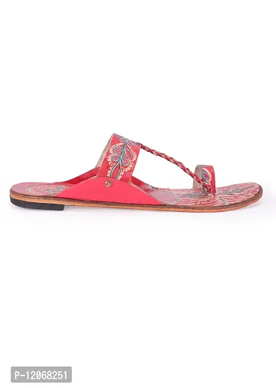 Style Socio Fashions Kolhapuri Chappal for Women Stylish, Flat Fashion Sandals  Ethnic Slippers for Girls and Women (Red, Numeric_4)-thumb4