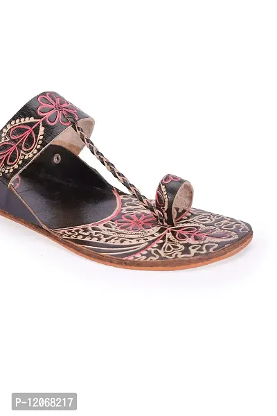 Style Socio Fashions Kolhapuri Chappal for Women Stylish, Flat Fashion Sandals  Ethnic Slippers for Girls and Women-thumb2