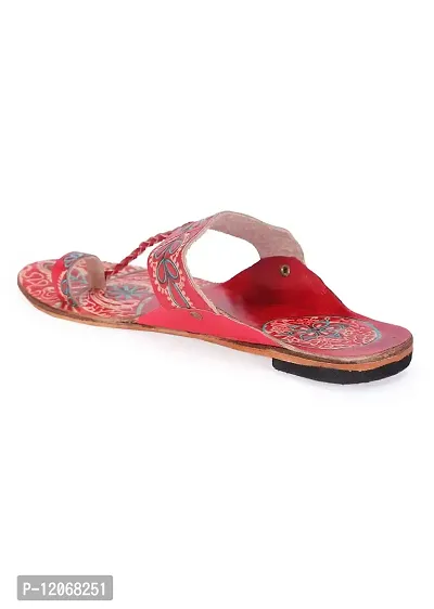 Style Socio Fashions Kolhapuri Chappal for Women Stylish, Flat Fashion Sandals  Ethnic Slippers for Girls and Women (Red, Numeric_4)-thumb5