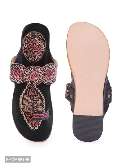 Style Socio Fashions Ethnic Kolhapuri Footwear (Black, Numeric_5)