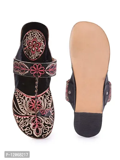 Style Socio Fashions Kolhapuri Chappal for Women Stylish, Flat Fashion Sandals  Ethnic Slippers for Girls and Women