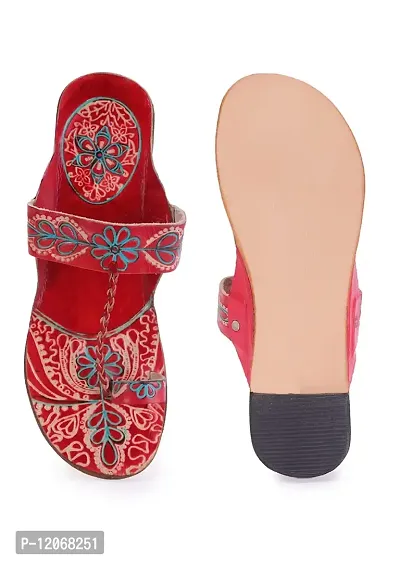 Style Socio Fashions Kolhapuri Chappal for Women Stylish, Flat Fashion Sandals  Ethnic Slippers for Girls and Women (Red, Numeric_4)