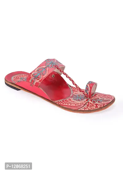 Style Socio Fashions Kolhapuri Chappal for Women Stylish, Flat Fashion Sandals  Ethnic Slippers for Girls and Women (Red, Numeric_4)-thumb2