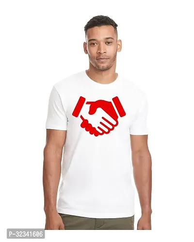 Stylish Polycotton White Printed Tees For Men-thumb0