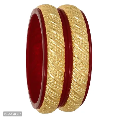 Joyeria Fashions Micro Plating Gold Plated Bangles Kada Set (Pack of 2 Bangles)-thumb0