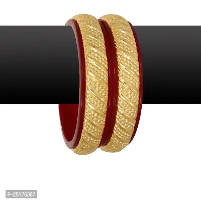 Joyeria Fashions Micro Plating Gold Plated Bangles Kada Set (Pack of 2 Bangles)-thumb3