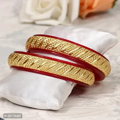 Joyeria Fashions Micro Plating Gold Plated Bangles Kada Set (Pack of 2 Bangles)-thumb5