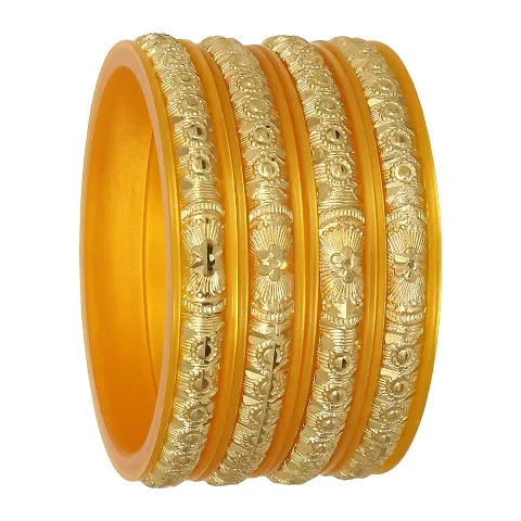 Joyeria Fashions Micro Plating Plated Bangles Set (Pack of 4 Bangles)