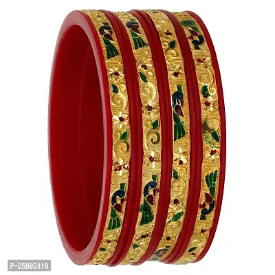 Joyeria Fashion's Micro Plating Gold Plated Bangles Set (Pack of 4 Bangles)