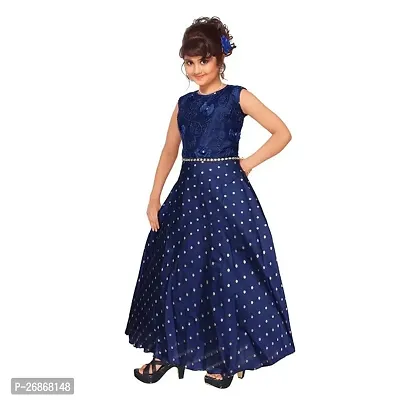 Fabulous Blue Cotton Blend Embroidered Frock For Girls-thumb5
