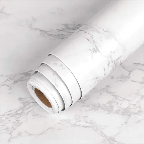 NAREVAL Marble Wallpaper Oil Proof Wallpaper for Kitchen Wall Cabinet for Kitchen Kitchen Sheet Kitchen Sticker Kitchen Wall Kitchen Wall Stickers Oil Proof Heat Resistant Wall Stickers Marble Wallpaper Furniture Kitchen, Cabinets, Almirah, Tabletop ( Size 60*200Cm) (White Marble)