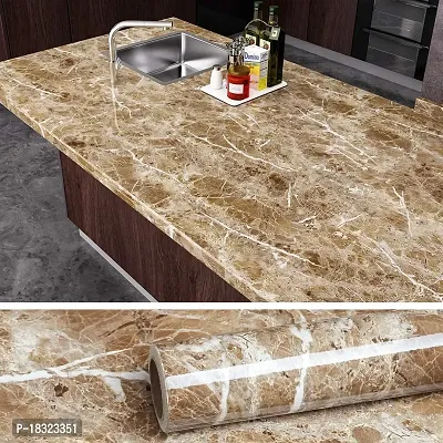 NARVAL Marble Wllpaper Granite Waterproof Walpaper Self Adhesive Gloss Vinyl Film Decorative Self Adhesive Paper for Countertops Furniture Wallpaper Shelf Paper Marble Effect (Light Coffee Y4)-thumb0