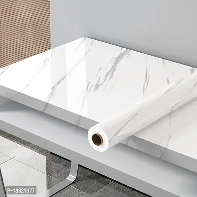 NAREVAL White Marble Wallpaper Wall self Adhesive Wallpaper Wall Stickers Oil-Proof Waterproof Wallpaper for Kitchen White Marble Wallpaper for Sticker Kitchen cabinets Marble Wallpaper (White Marble A21 60*400 Cm)-thumb5