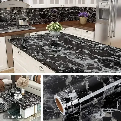 NAREVAL Kitchen cabinets Marble Wallpaper Oil Proof Waterproof Floor Tiles Stickers Waterproof Large Wall Paper for Home Kitchen and Decor Size 60 * 200 CM (Black Marble A3)
