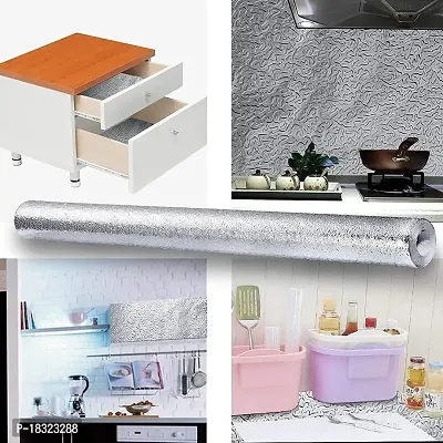 NAREVAL Wallpaper for foil Stickers Oil Proof Waterproof Stove Sticker Wallpaper for Kitchen Oil Proof Wallpaper Peel and Stick Wallpaper Peel and Stick Wallpaper (Size 60*200 Cm) (Silver Moon A19)-thumb2