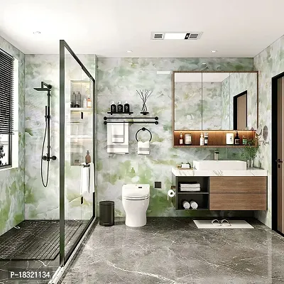 NAREVAL Marble Wallpaper for Self Adhesive Waterproof Contact Film Wallpaper for Countertops Cupboard Door, Almirah, Fridge, Tabletop, Wall, Floor Renovation Projects Marble Sheets for Home Wall Marble Wallpaper (Size 60*200 Cm) (Green Marble A17)-thumb3