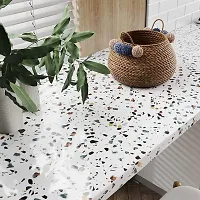 NAREVAL Marble Wallpaper for Kitchen Sheet Kitchen Wall Stickers Oil Proof Heat Resistant, Wallpaper for Kitchen, Kitchen Wallpaper Oil Proof Waterproof, Kitchen Decoration Items for Home (White Dot 60*200 Cm A18)-thumb1