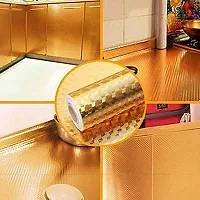 NAREVAL Wallpaper for Oil Proof Sheets for Kitchen, Kitchen Oil Proof Wall Sticker, Kitchen Wall Stickers Oil Proof Heat Resistant, foil Paper for Kitchen Wall (Gold Hexa 60*400 Cm A18)-thumb3