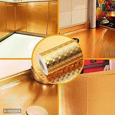 NAREVAL Wallpaper for Oil Proof Sheets for Kitchen, Kitchen Oil Proof Wall Sticker, Kitchen Wall Stickers Oil Proof Heat Resistant, foil Paper for Kitchen Wall (Gold Hexa 60*400 Cm A18)-thumb4