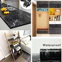 NAREVAL Marble Wallpaper for Wall Stickers Wallpaper for Furniture Kitchen, Cabinets, Almirah, Tabletop, Plastic Table,Wardrobe, Renovation PVC DIY Self Adhesive Sticker (Black Marble 60*400 Cm A14)-thumb2