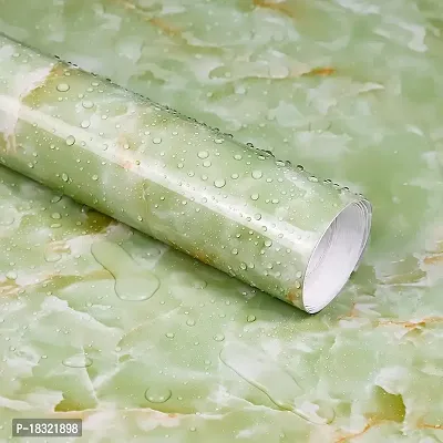 NAREVAL Green Marble Kitchen Backsplash Self Adhesive Wallpaper Green Oil Proof and for Waterproof Stove in Kitchen Wallpaper for Wall Wallpaper (Size 60 * 200 cm) (Green Marble A1)-thumb0