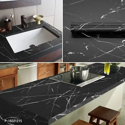 NAREVAL Wallpaper for Stickers Marble Wallpaper for Home Furniture Living Room Kitchen Platform Cabinets Tabletop Plastic Table Decorative Wallpaper ( Size 60*200Cm) (Black Marble A15)