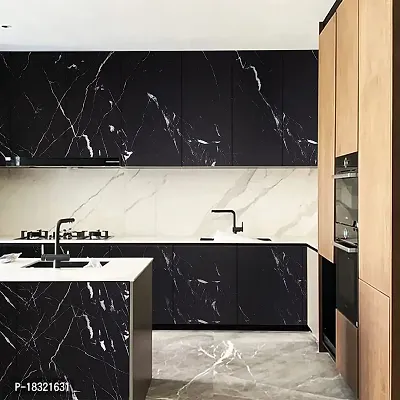 NAREVAL Marble Wallpaper for Wall Stickers Wallpaper for Furniture Kitchen, Cabinets, Almirah, Tabletop, Plastic Table,Wardrobe, Renovation PVC DIY Self Adhesive Sticker (Black Marble 60*200 Cm A14)-thumb2