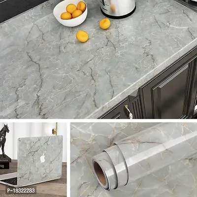 NARVAL Marble Wllpaper Granite Waterproof Walpaper Self Adhesive Gloss Vinyl Film Decorative Self Adhesive Paper for Countertops Furniture Wallpaper Shelf Paper Marble Effect (Gray Marble Y2)-thumb2