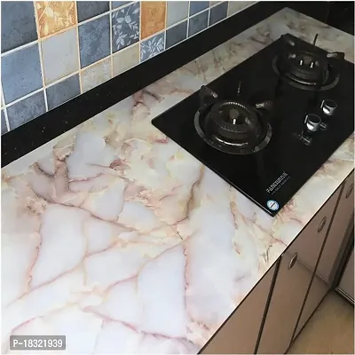 NAREVAL Marble Wallpaper Oil Proof Wallpaper for Kitchen Wall Cabinet for Kitchen Kitchen Sheet Kitchen Sticker Kitchen Wall Kitchen Wall Stickers Oil Proof Heat Resistant for Kitchen, Cabinets, Furniture (Pink Marble 60*200 Cm A18)-thumb2