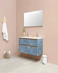 NAREVAL Blue Wallpaper Waterproof Old Furniture Vinyl Stickers Wardrobe Desktop PVC Wall Papers Kitchen cabinets Marble Wallpaper Oil Proof Waterproof Floor Tiles Stickers Waterproof Wall Paper for Home and Kitchen Decorative (Blue Marble A21 60*400 Cm)-thumb4