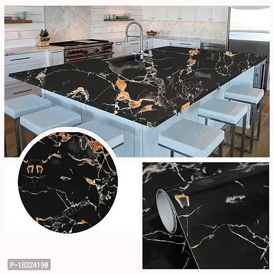 NAREVAL Black Gold Wallpaper Kitchen Wallpaper Oil-Proof Waterproof Self Adhesive Wallpaper Countertop Cabinet Furniture Wallpaper (Size 60 * 200 CM) (Black Gold J3)-thumb5