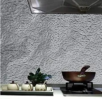 NAREVAL Silver Colour Wallpaper Kitchen Backsplash Self Adhesive Wallpaper Foil Stickers Oil Proof and for Waterproof Stove in Kitchen Wallpaper for Wall Wallpaper (Size 60 * 200 cm) (Silver Moon A1)-thumb2