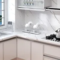 NAREVAL White Marble Wallpaper Home Furniture Living Room Kitchen Platform White Marble Wallpaper Kitchen cabinets White Marble Wallpaper Oil Proof Waterproof Floor Tiles Stickers Waterproof Wall Paper for Home and Kitchen d?corative White Marble Wallpaper for Furniture Kitchen (White A21 60*200 Cm)-thumb2