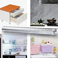 NAREVAL Kitchen Aluminium Foil Oil Proof, Kitchen Backsplash Self-Adhesive Anti-Mold and Heat Resistant for Walls Cabinets Drawers and Shelves, Silver Decorative Wallpaper (SLV MN 60CM*300CM)-thumb1