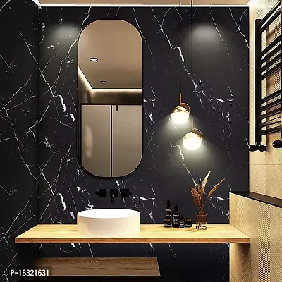 NAREVAL Marble Wallpaper for Wall Stickers Wallpaper for Furniture Kitchen, Cabinets, Almirah, Tabletop, Plastic Table,Wardrobe, Renovation PVC DIY Self Adhesive Sticker (Black Marble 60*200 Cm A14)-thumb4