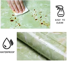 NAREVAL Green Marble Kitchen Backsplash Self Adhesive Wallpaper Green Oil Proof and for Waterproof Stove in Kitchen Wallpaper for Wall Wallpaper (Size 60 * 200 cm) (Green Marble A1)-thumb2